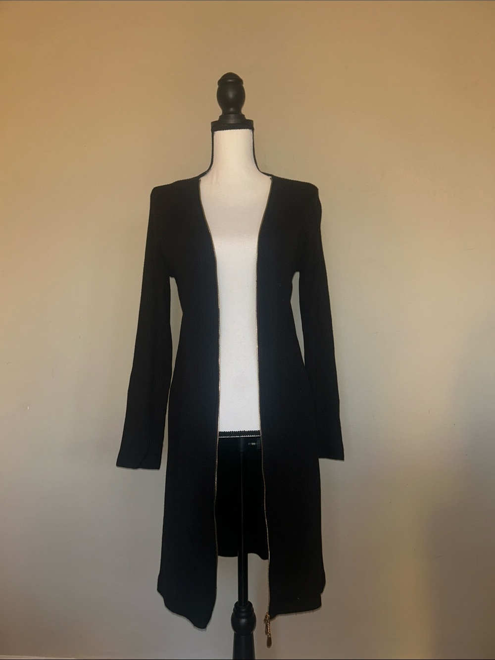 Calvin Klein Black Longline Open-Front Women's Cardigan